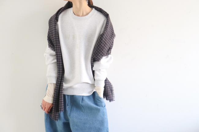 ウールガーゼギンガムチェック大判ストール　(ネイビーxブラウン)